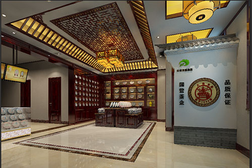 文县古朴典雅的中式茶叶店大堂设计效果图